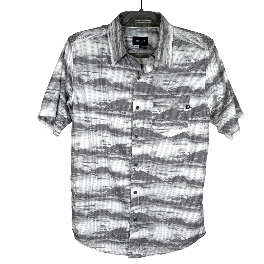 Marmot‎ Shirt Mens M Syrocco Crocodile Mountains Slim Short Sleeve Button Up